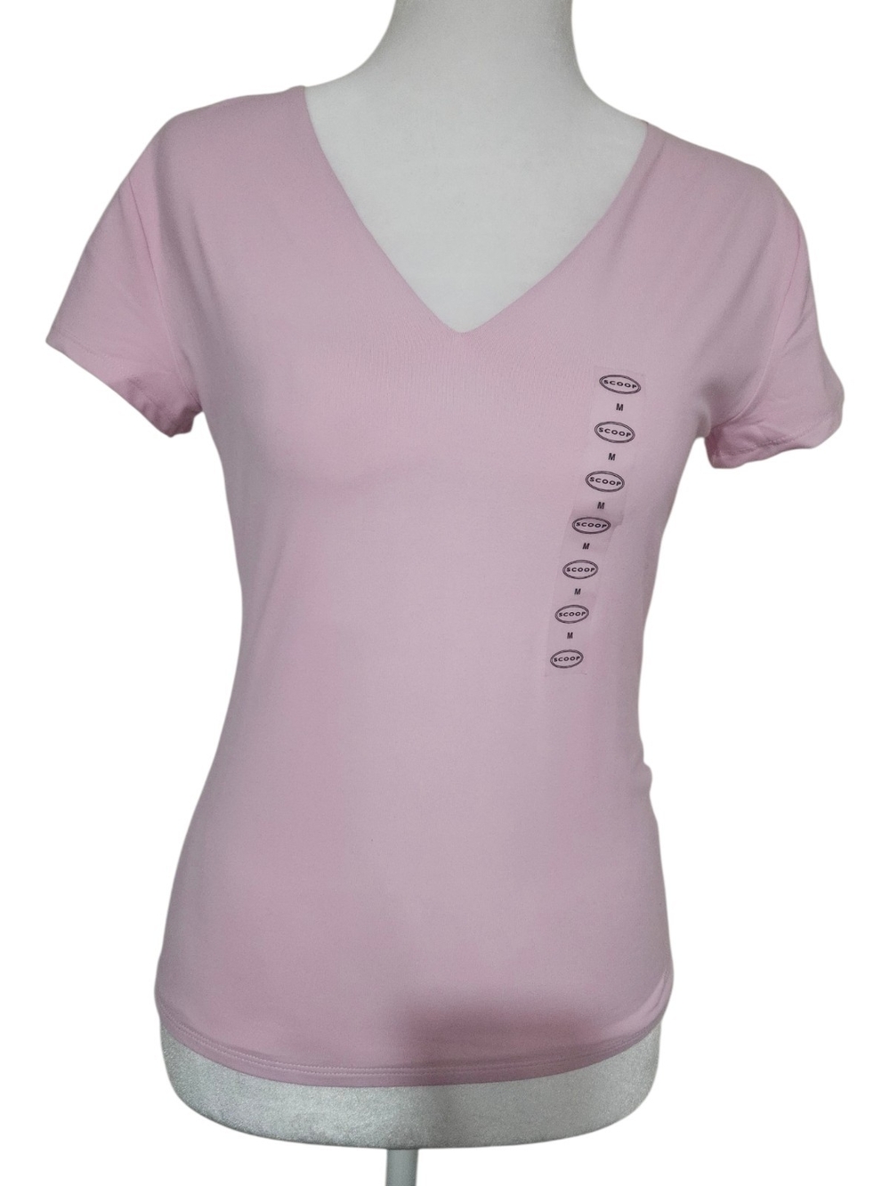 Scoop Soft Pink V-Neck Short Sleeve Top